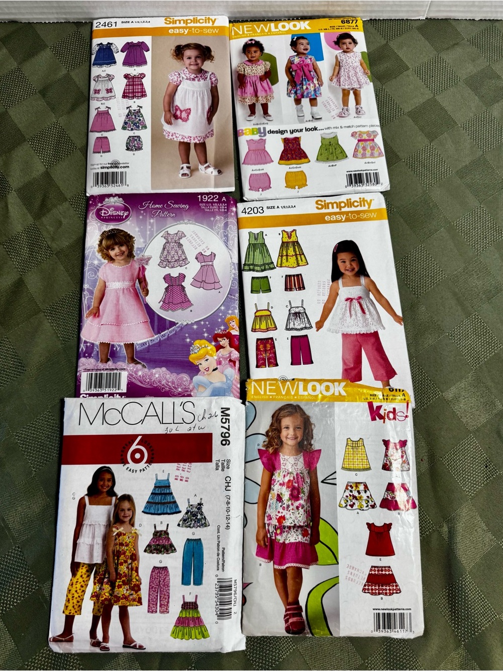 Girls' Multi-Pattern Sewing Pattern Bundle - Pink, White, Yellow, Green